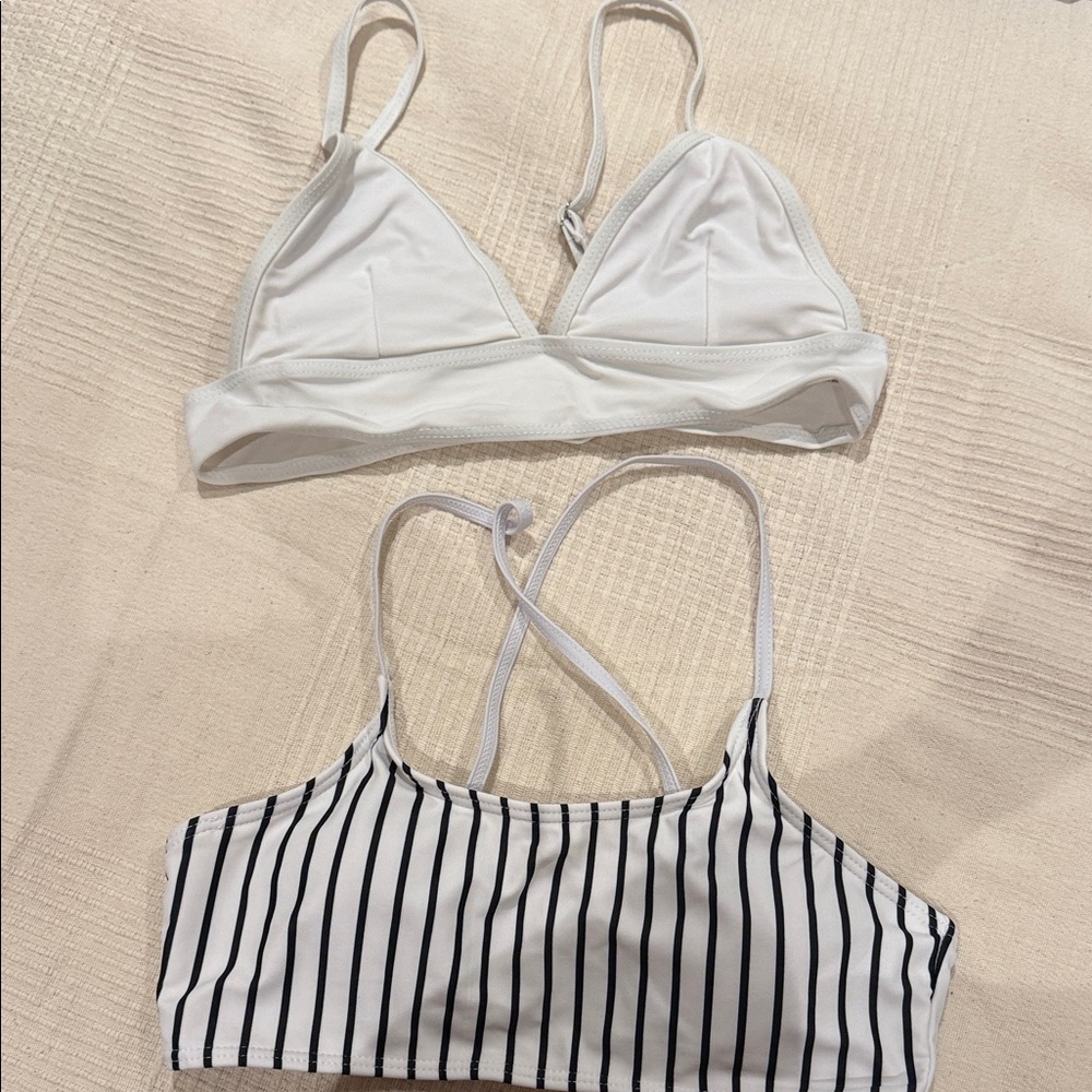 SHEIN White and Black Striped Bikini Set(2Pc bundle)(Ships from OR)